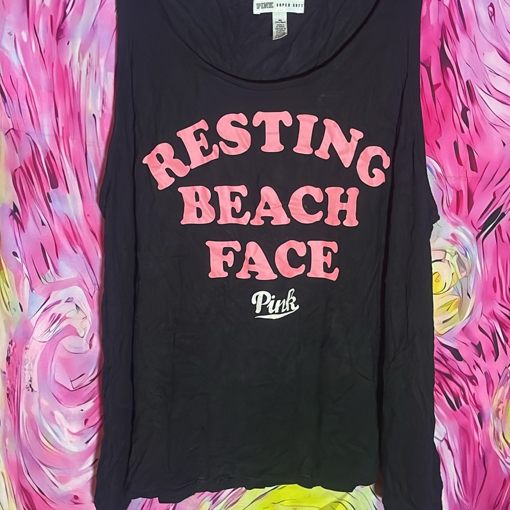 PINK Victoria's Secret Black Sleeveless Muscle Tee